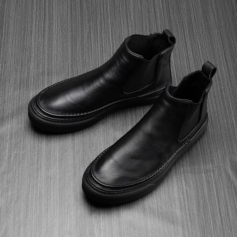 Herren-Stiefel aus Narbenleder, gefüttert
