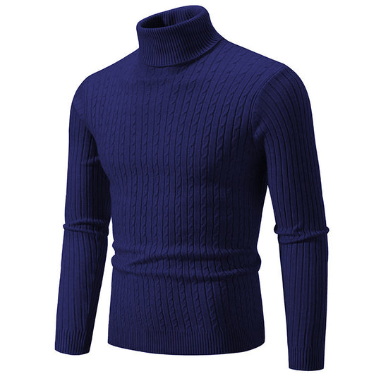 Herren-Rollkragenpullover, Zopfmuster, klassisch