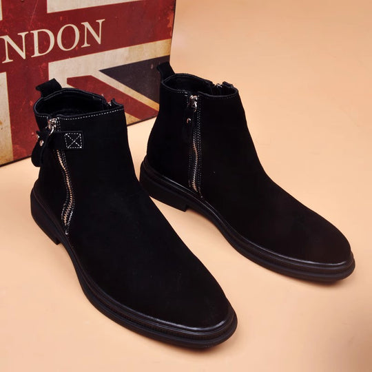 Herren-Lederstiefel, gefüttert, im britischen Stil