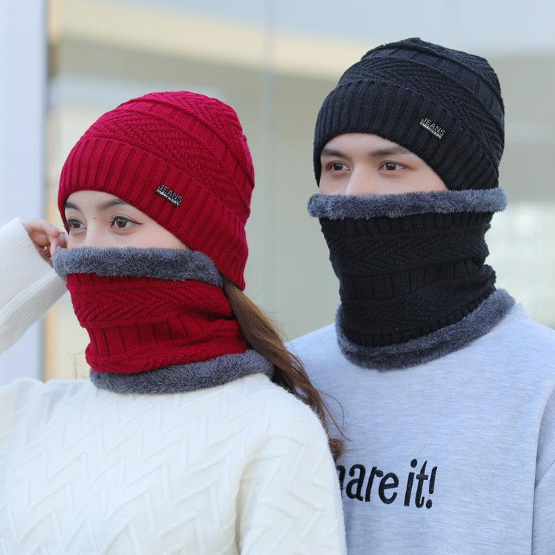 Winter-Strickmütze mit Nackenschutz, 2-teiliges Set