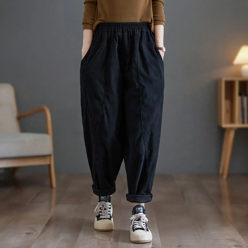 Damen Cordhose, Karottenform, gefüttert