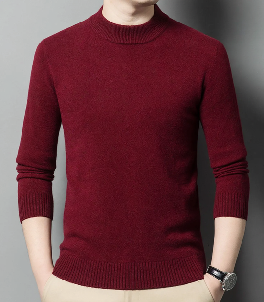Herren-Pullover aus reiner Wolle mit Stehkragen