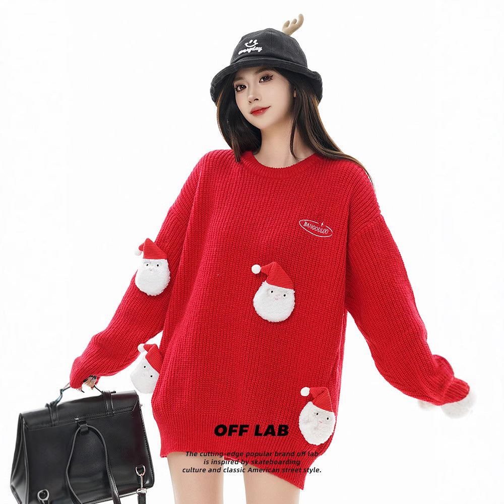 Retro Weihnachts-Strickpullover für Paare, verdickt