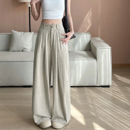 Gefütterte Cord-Hose für Damen, weit geschnitten