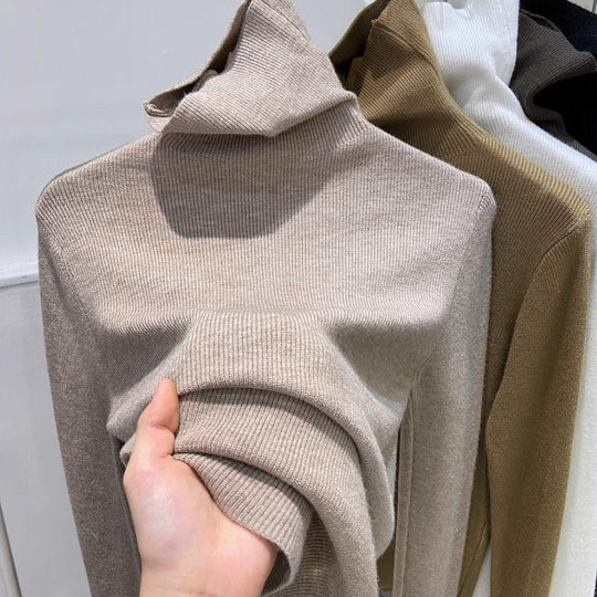 Schlankmachender Damen-Strickpullover mit Stehkragen