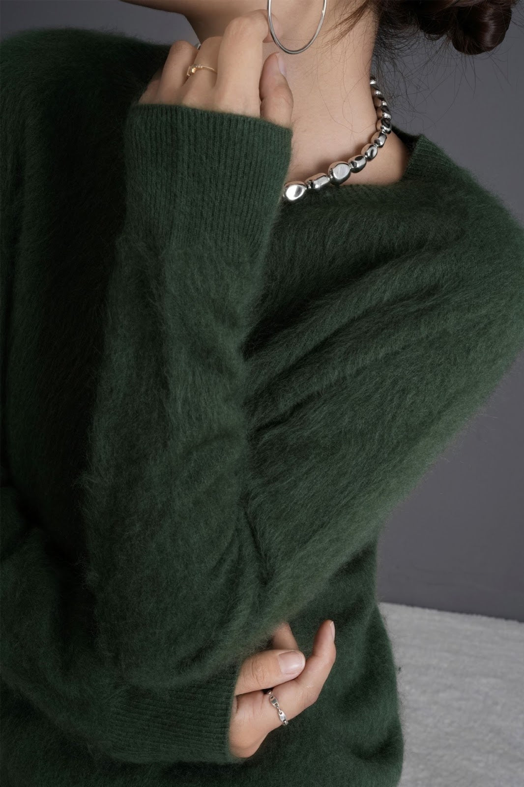Damen-Wollpullover, Kaschmir-Mix, Rundhalsausschnitt