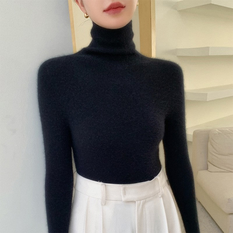 Damen-Strickpullover mit Stehkragen, figurbetont
