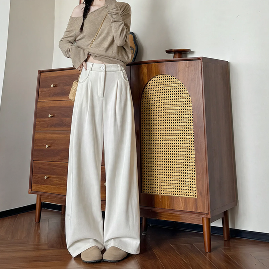 Elegante Cord-Hose für Damen, weit geschnitten