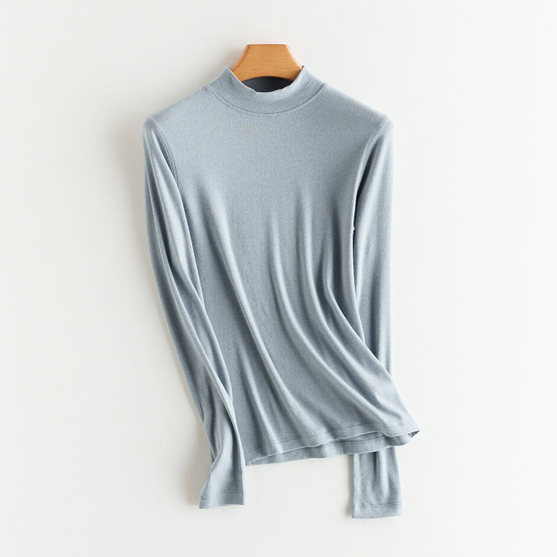 Damen-Strick-Unterziehshirt, Kaschmir-Mischgewebe, verschiedene Kragen