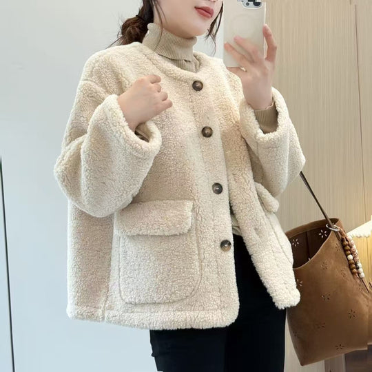 Gefütterte Lammfleece-Jacke im eleganten Stil