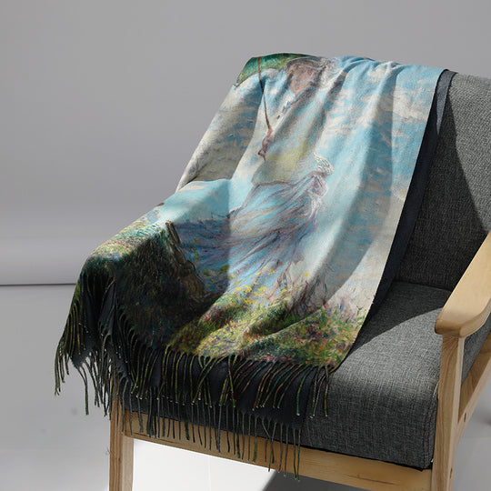 Damen-Schal mit Kunstkaschmir-Haptik und Kunstdruck, 70x180 cm