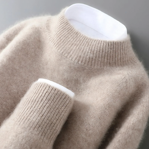 Herren-Pullover mit Stehkragen aus 100% Wolle