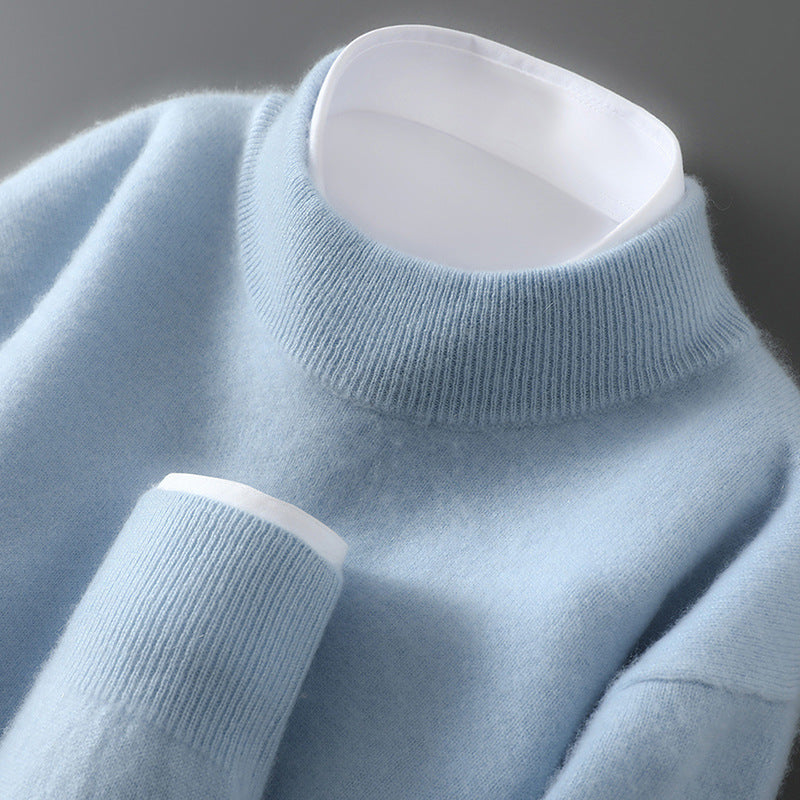 Herren-Wollpullover, Halbkragen, Strick, locker geschnitten