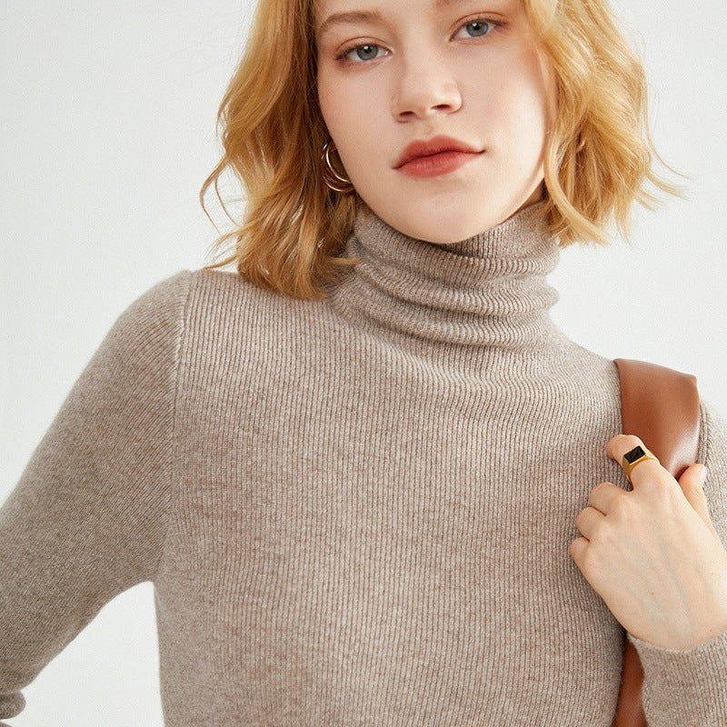 Damen-Strickpullover, figurbetont, mit Stehkragen
