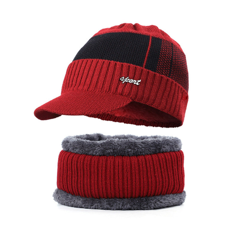 Herren Strickmütze und Schal Set, gefüttert