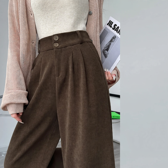 Gefütterte Chenille-Hose mit hohem Bund