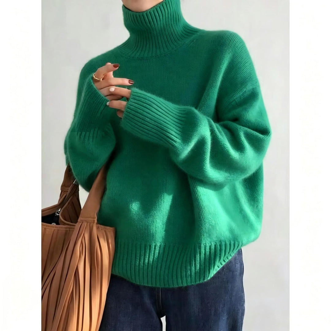 Lockerer Damen-Strickpullover mit Rollkragen