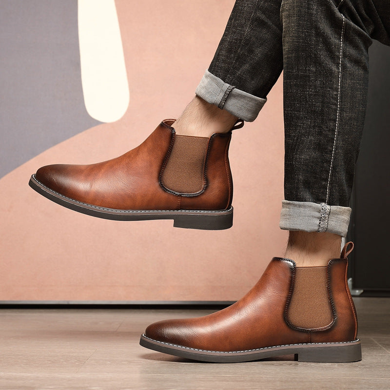 Herren-Martinstiefel, High-Top, PU-Leder, rutschfest