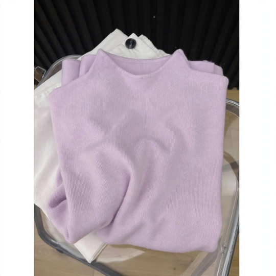 Damen-Strickpullover, Stehkragen, schlichtes Design