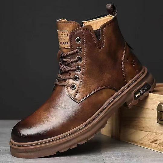 Herren-Stiefel, leicht, Vintage-Stil, Schnürstiefel
