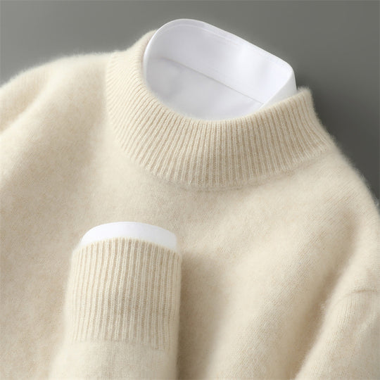 Herren-Wollpullover mit Stehkragen