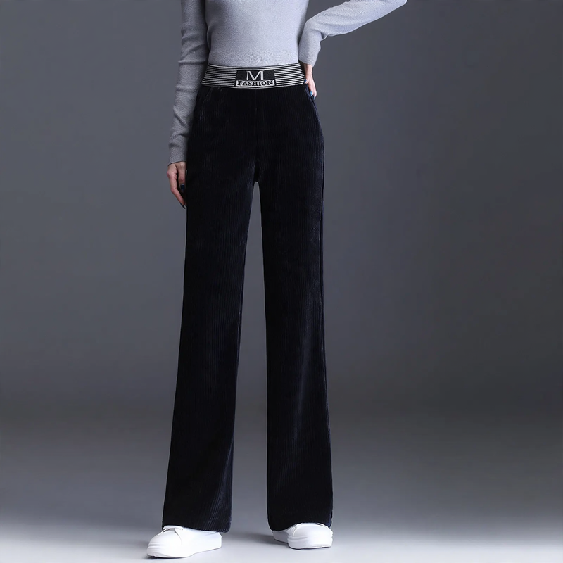 Damen-Cordhose mit weitem Bein und hohem Bund