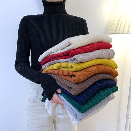 Damen-Rollkragenpullover, körpernah, große Größen