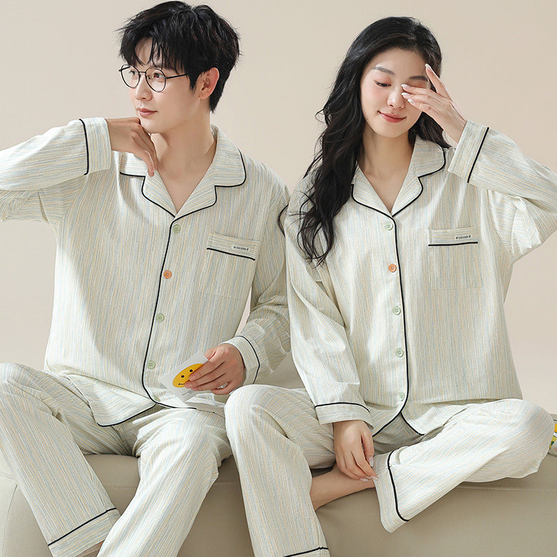 Paar-Pyjama-Set, langärmelig, schlichtes Design