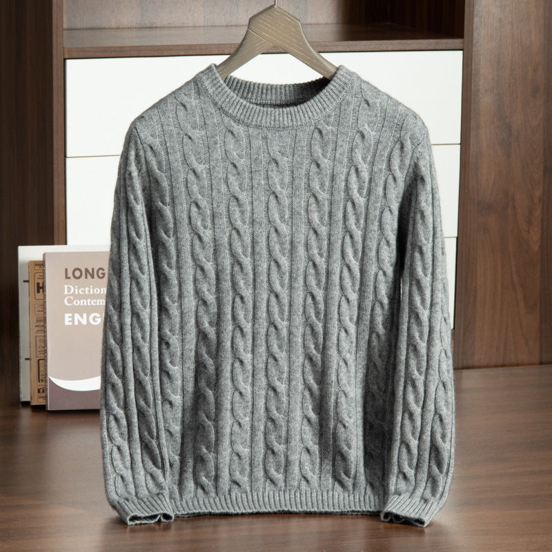 Herren-Kaschmirpullover mit Stehkragen und Jacquard-Muster