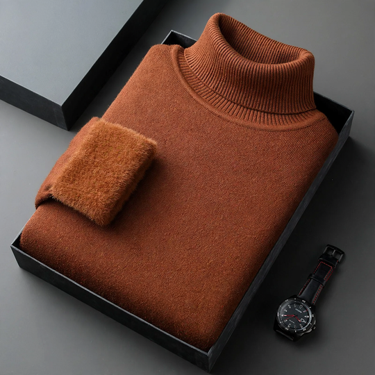 Herren-Strickpullover mit Rollkragen und Wollanteil