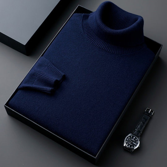 Herren-Rollkragenpullover, einfarbig, dick und locker