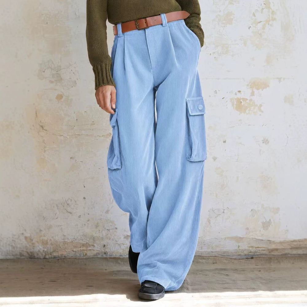 Vielseitige Cord-Cargohose mit hohem Bund