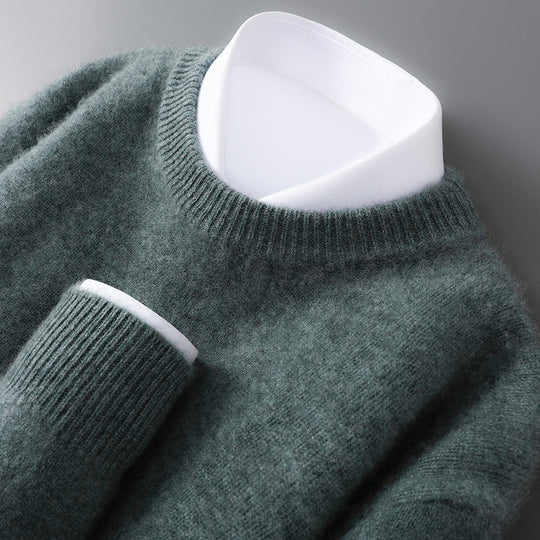 Herren Pullover, Stehkragen, 100% Wolle, weich