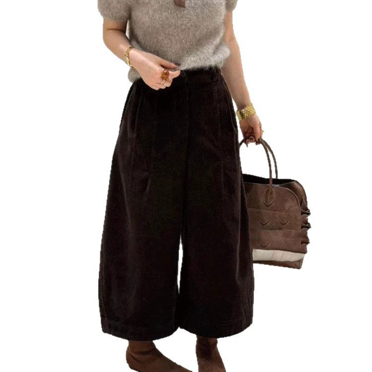 Kord-Hosen mit weitem Bein, High-Waist, Herbst/Winter
