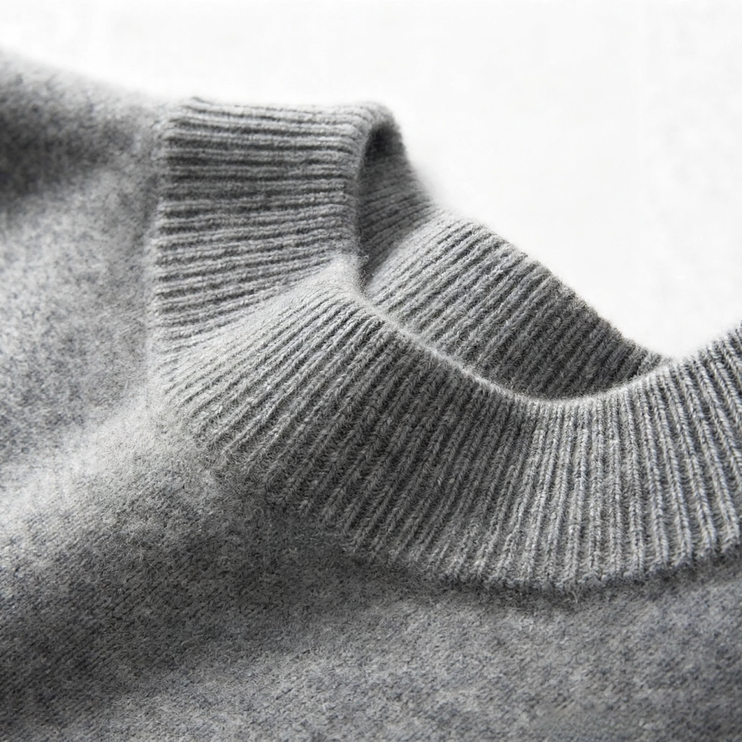 Herren-Kaschmirpullover, Stehkragen, einfarbig