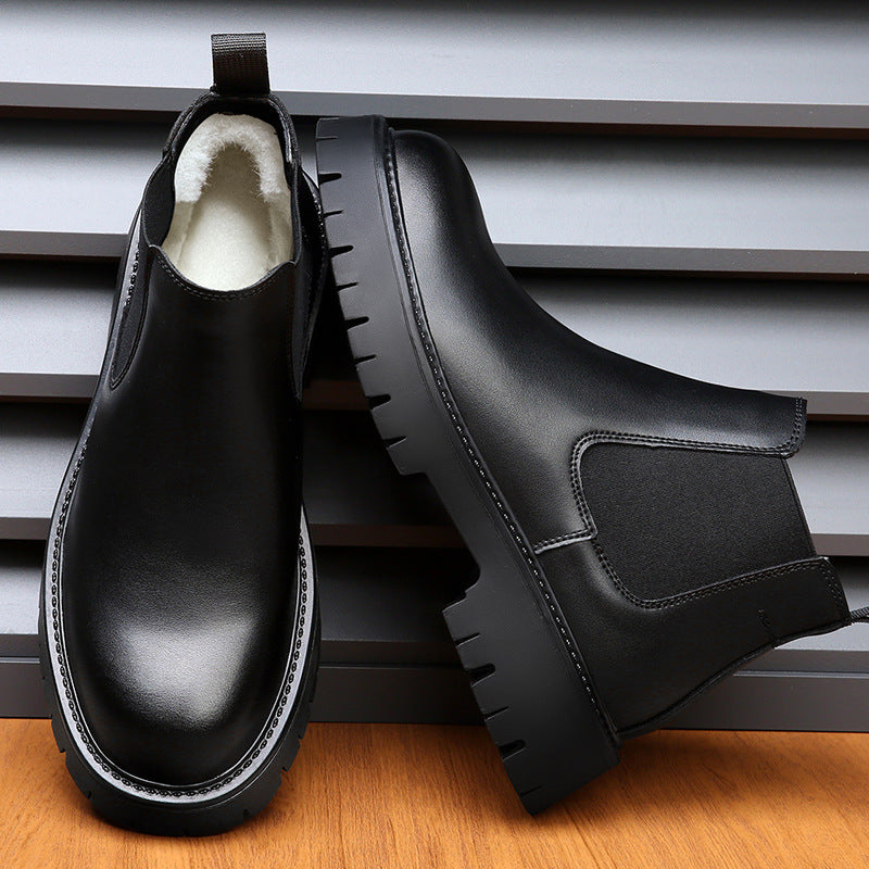 Herren-Lederstiefel, gefüttert, rutschfest, Business-Stil