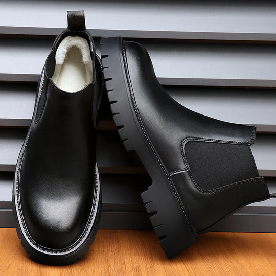 Herren-Lederstiefel, gefüttert, rutschfest, Business-Stil