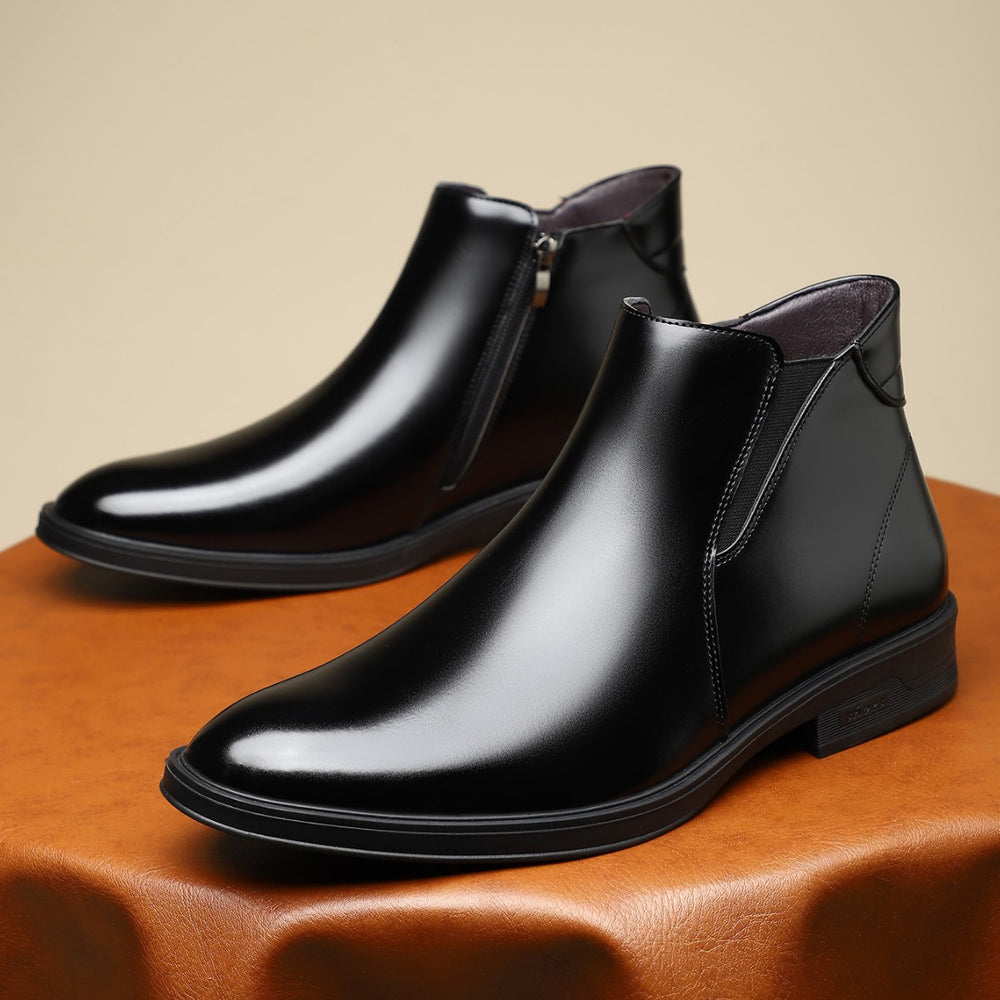 Herren-Chelsea-Stiefel, spitz zulaufend, Blockabsatz