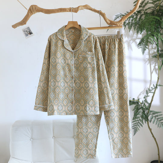 Damen-Schlafanzug aus Baumwoll-Jacquard