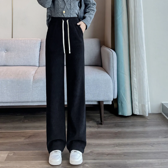 Damen-Cordhose mit weitem Bein, gerade geschnitten