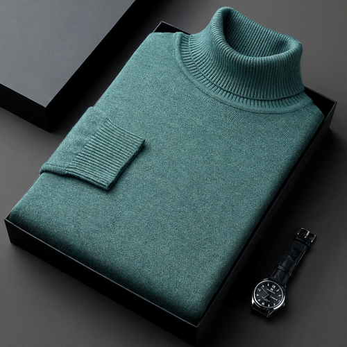 Herren-Rollkragenpullover, einfarbig, dick und locker