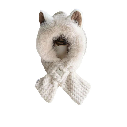 Flauschiges Set aus Mütze und Schal mit Bären-Design