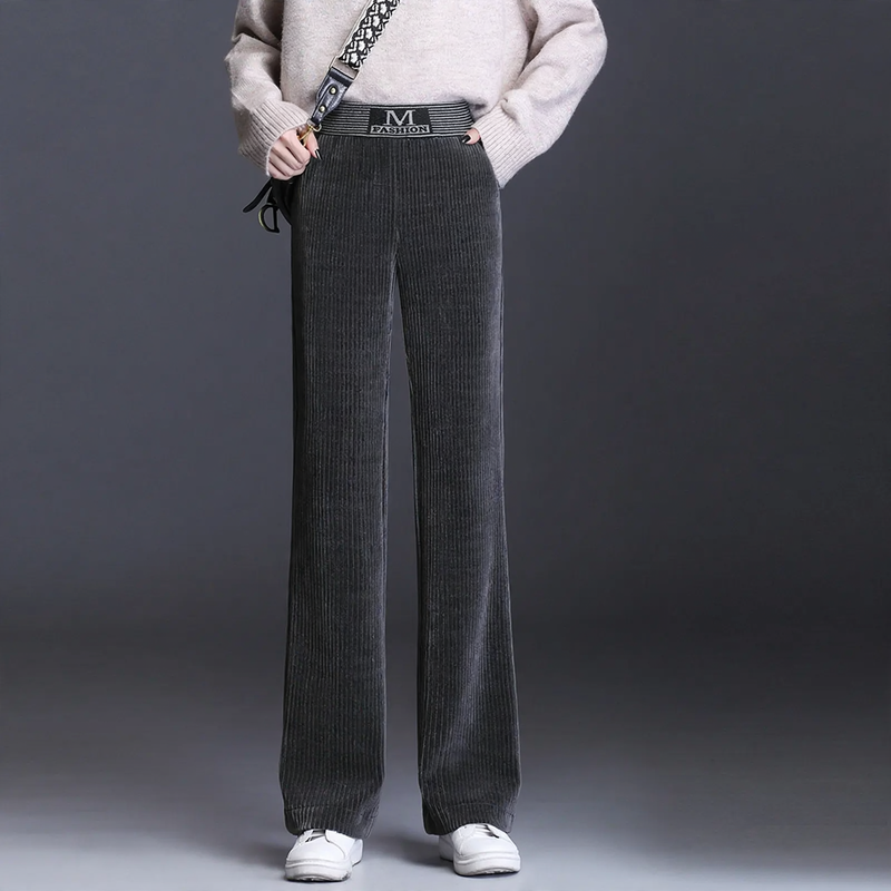 Damen-Cordhose mit weitem Bein und hohem Bund