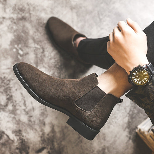 Herren-Chelsea-Boots, Leder, gefüttert, S18-J