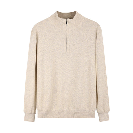 Herren-Wollpullover mit Stehkragen und Reißverschluss