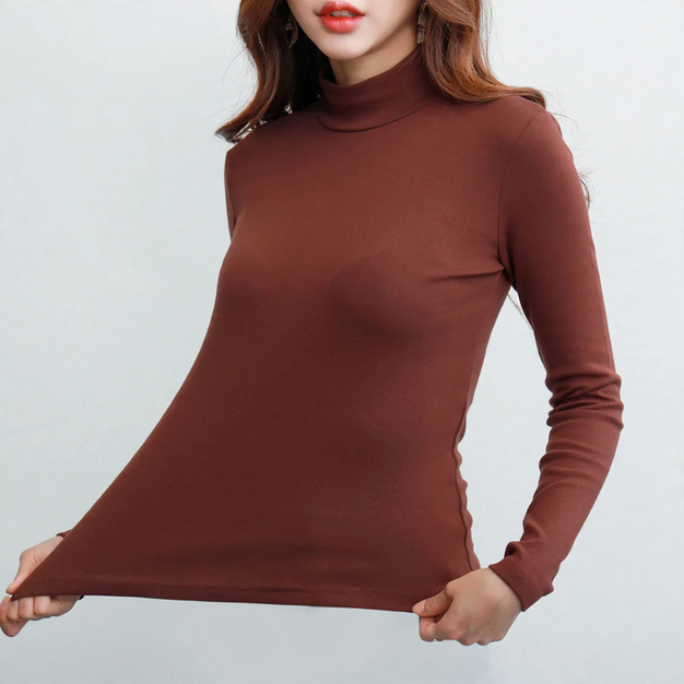 Gefüttertes Damen-Langarm-Unterziehshirt mit Rollkragen