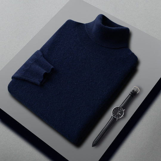 Herren-Kaschmirpullover, hoher Kragen, Business-Casual