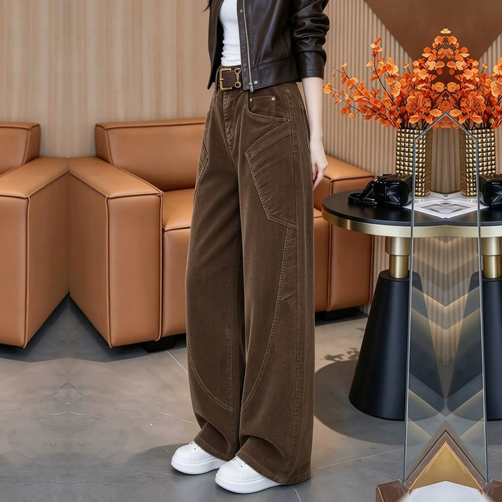 Retro-Cordhose mit hohem Bund, weit geschnitten