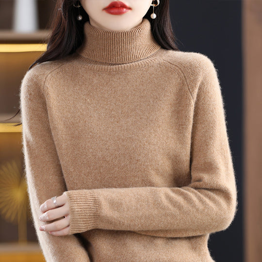 Damen-Strickpullover mit Stehkragen, locker und langärmlig