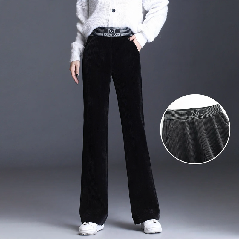 Damen-Cordhose mit weitem Bein und hohem Bund